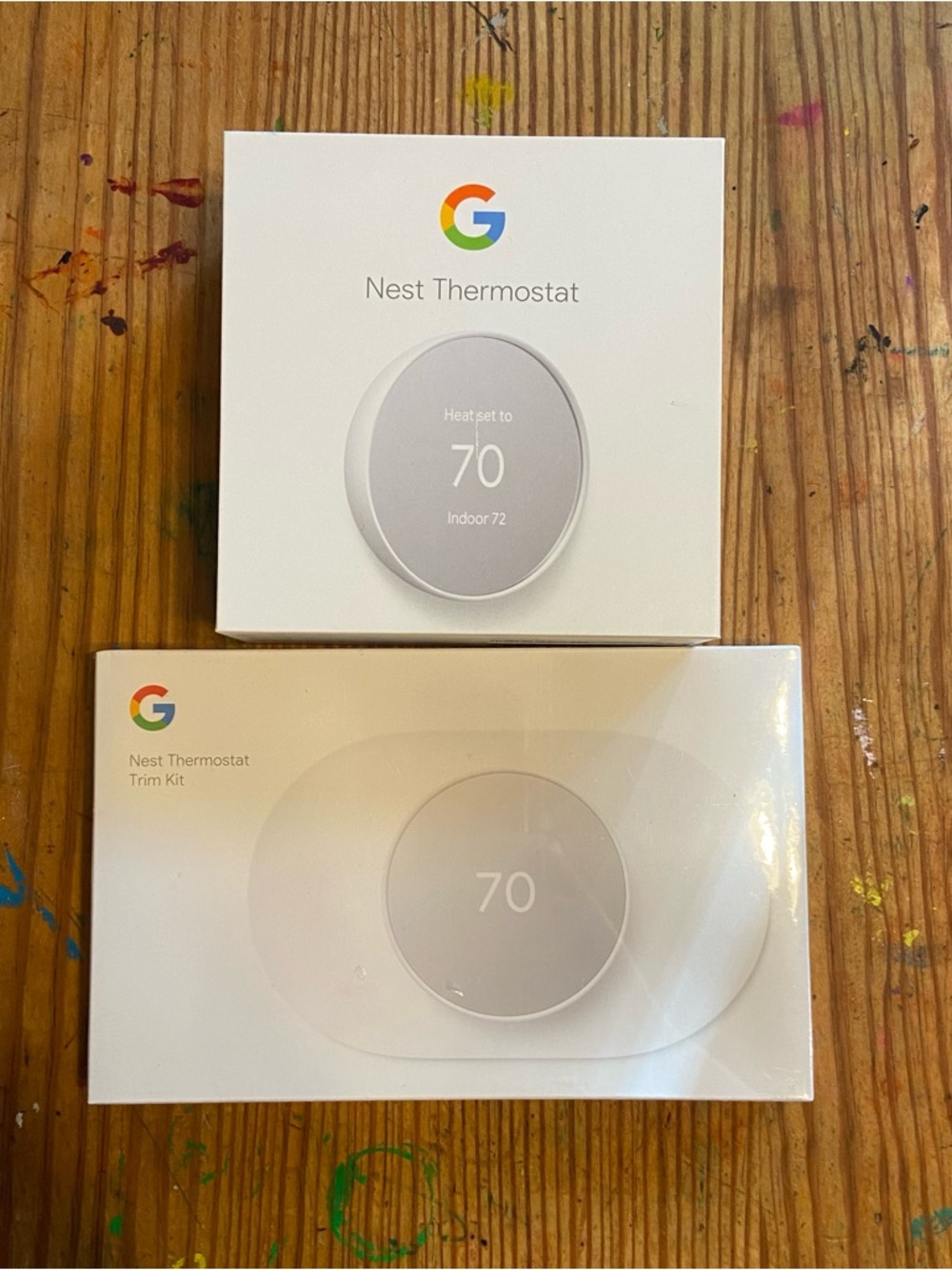 NWT Google Nest Thermostat G4CVZ Programmable Wi-Fi Snow with Trim Kit